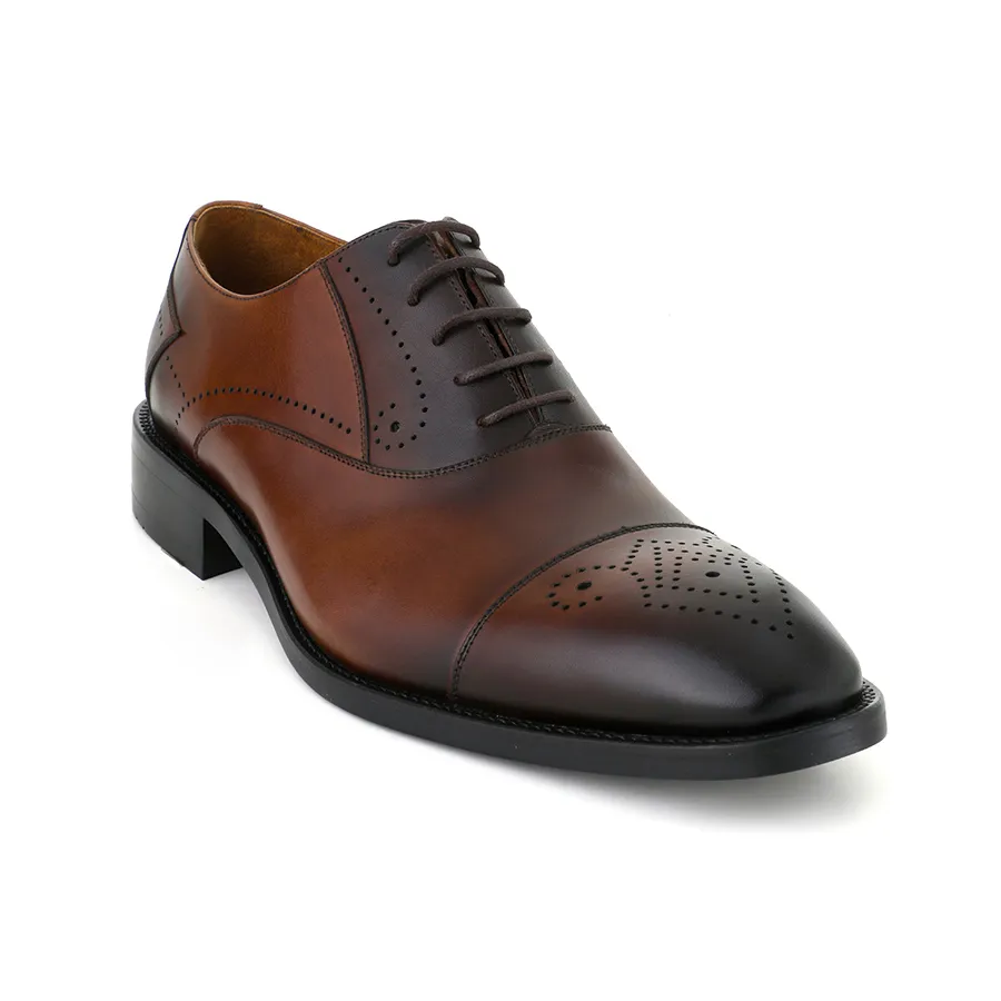 کفش مردانه قهوه‌ای چرم مجلسی و رسمی کد 111